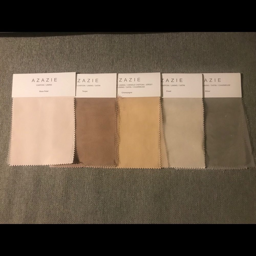 Azazie Swatches and Wedding Signs